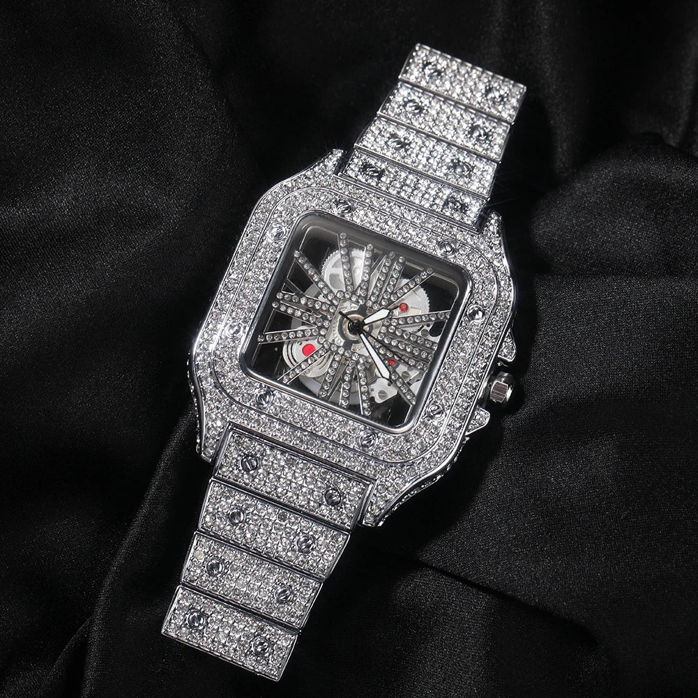 Iced White Gold Skeleton watch
