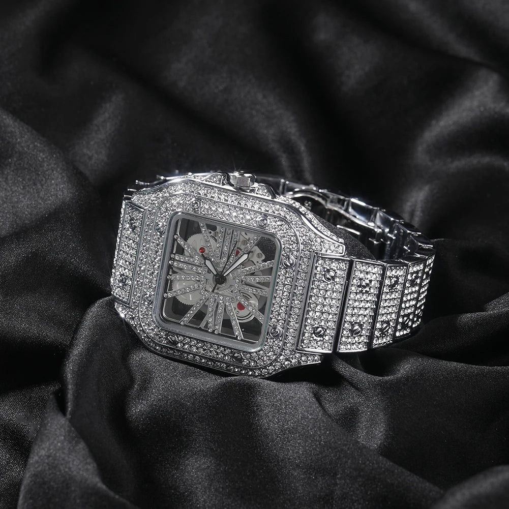 Iced White Gold Skeleton watch