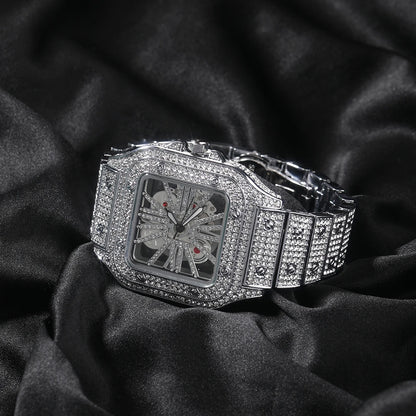 Iced White Gold Skeleton watch