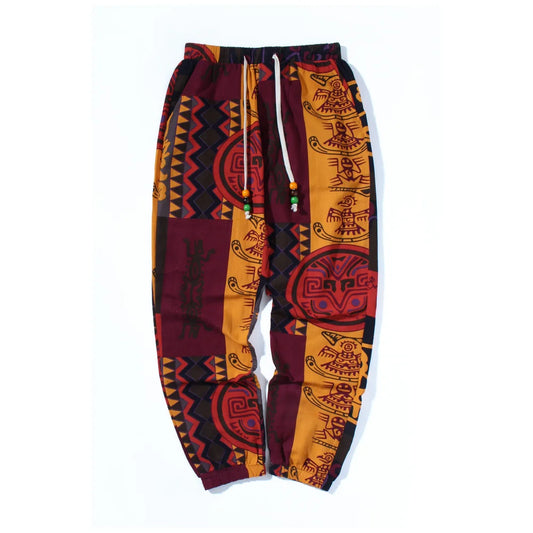 Mens Boho tribal Print Stretch Linen