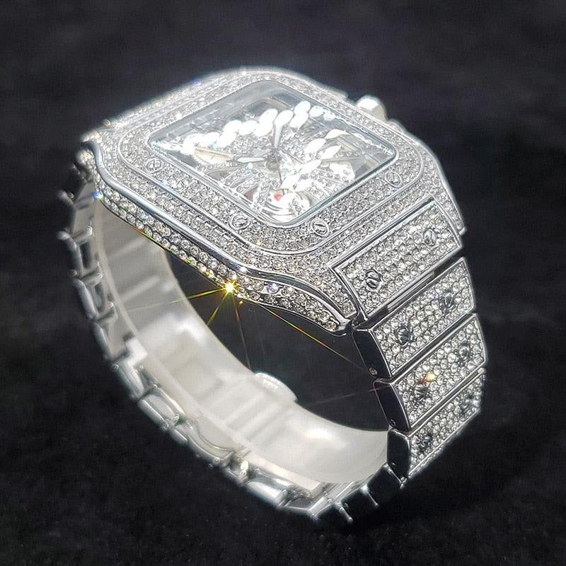 Iced White Gold Skeleton watch