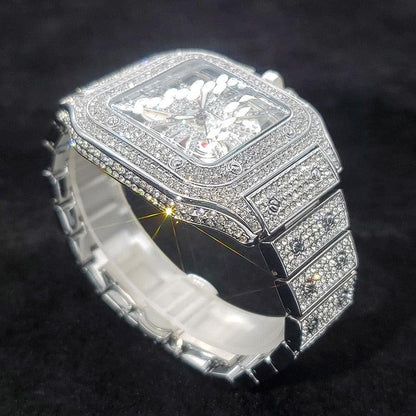 Iced White Gold Skeleton watch