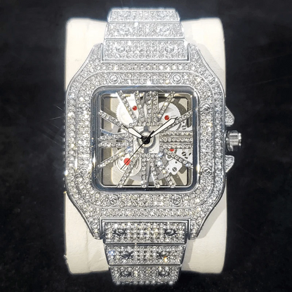 Iced White Gold Skeleton watch