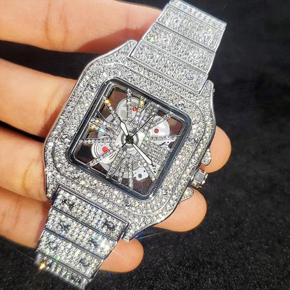 Iced White Gold Skeleton watch